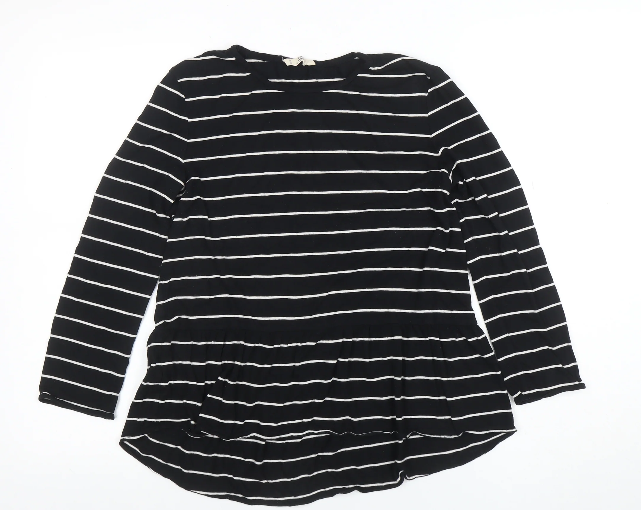 MNG Women Black Striped Long Sleeve Tunic Blouse Size M