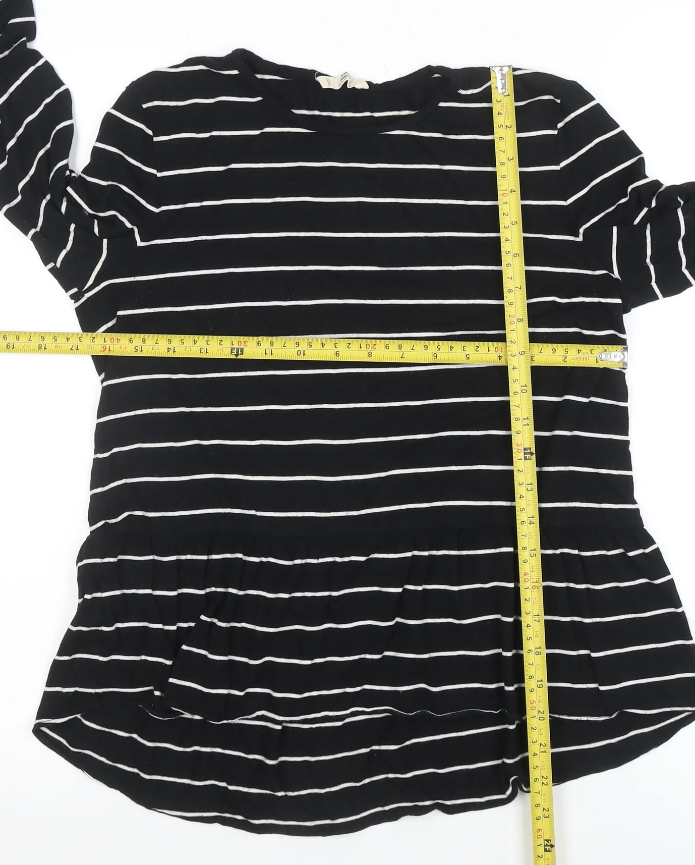MNG Women Black Striped Long Sleeve Tunic Blouse Size M - Image 2