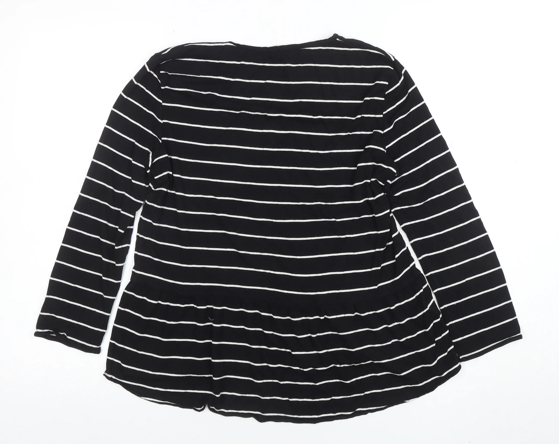 MNG Women Black Striped Long Sleeve Tunic Blouse Size M - Image 3