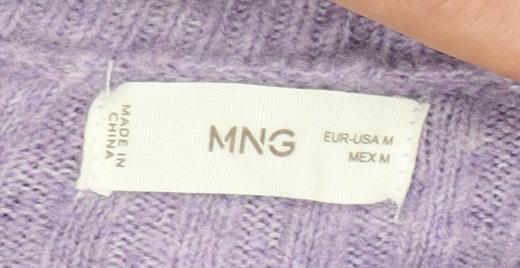 MNG Women Purple V-Neck Knit Pullover Jumper Size M - Image 4