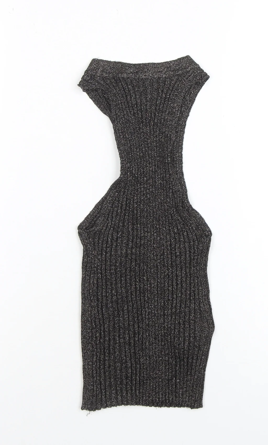 MNG Women's Black Metallic Ribbed Halter Camisole Top Size M - Image 3