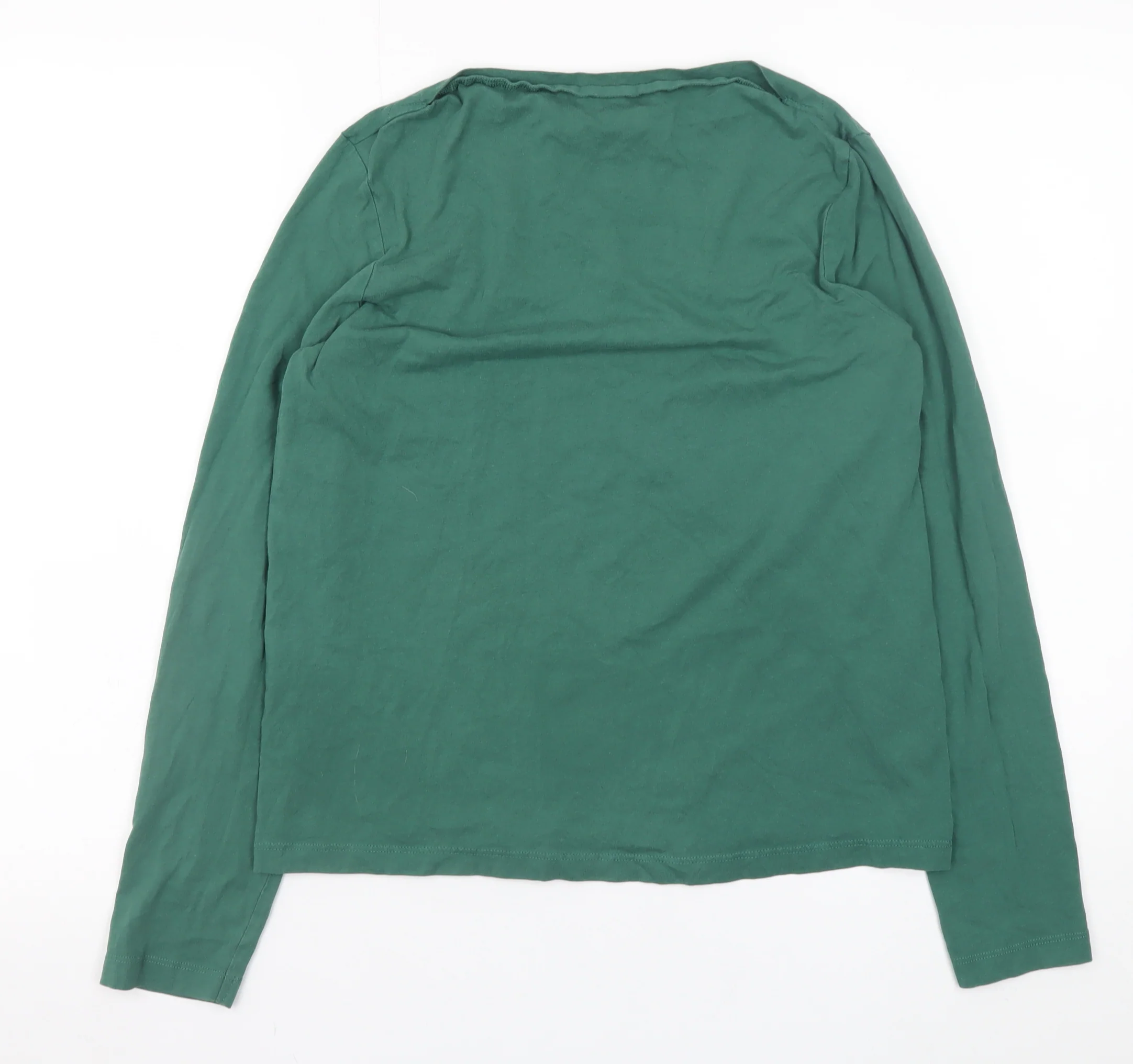 MNG Women's Green Long Sleeve Basic Cotton T-Shirt Size L