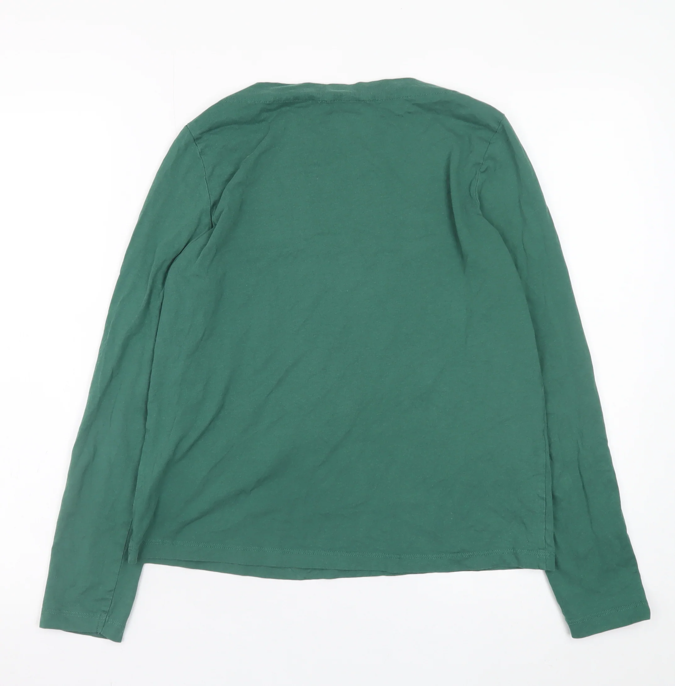 MNG Women's Green Long Sleeve Basic Cotton T-Shirt Size L - Image 3