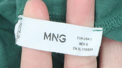 MNG Women's Green Long Sleeve Basic Cotton T-Shirt Size L - Image 4
