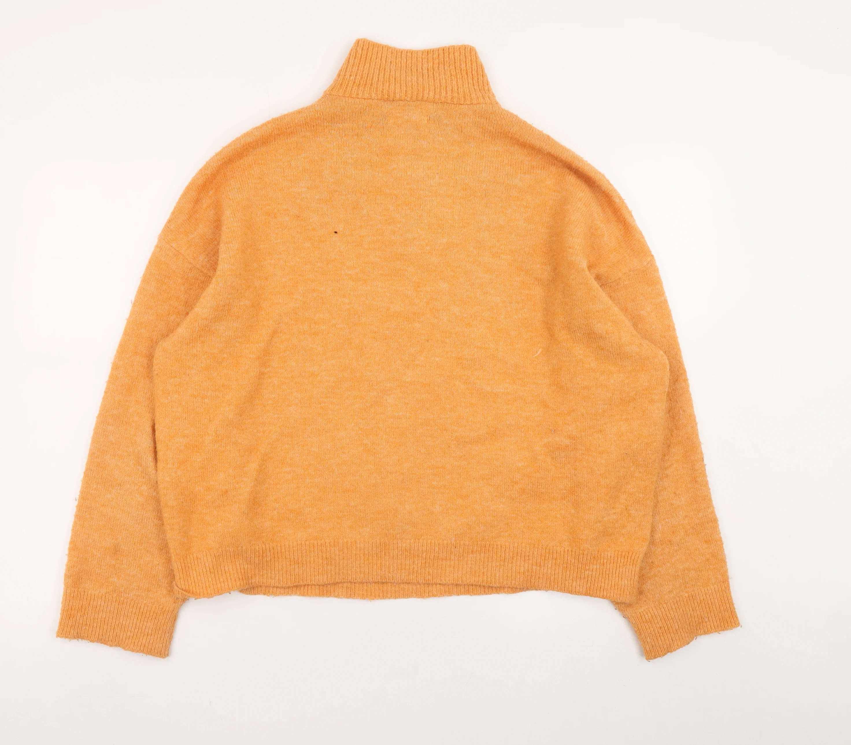 MNG Women's Orange Wool Blend High Neck 1/4 Zip Jumper Size 12 - Image 3