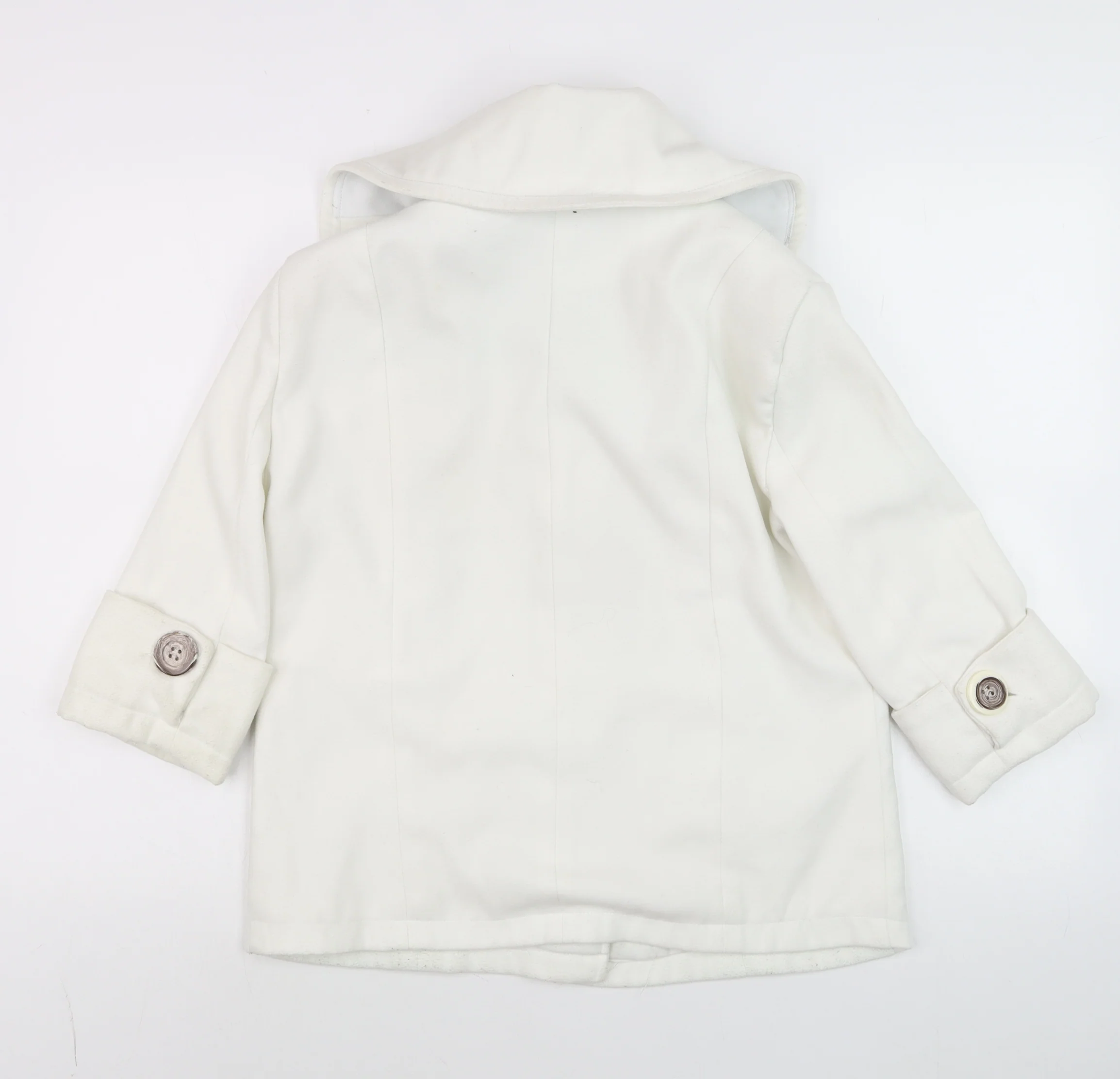 Modo Women Ivory Short Pea Coat Size 6 Classic Button Wool Blend - Image 3