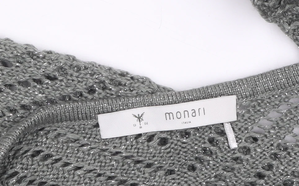 Monari Women Grey Open-Knit Long Sleeve Cardigan UK 12 - Image 5