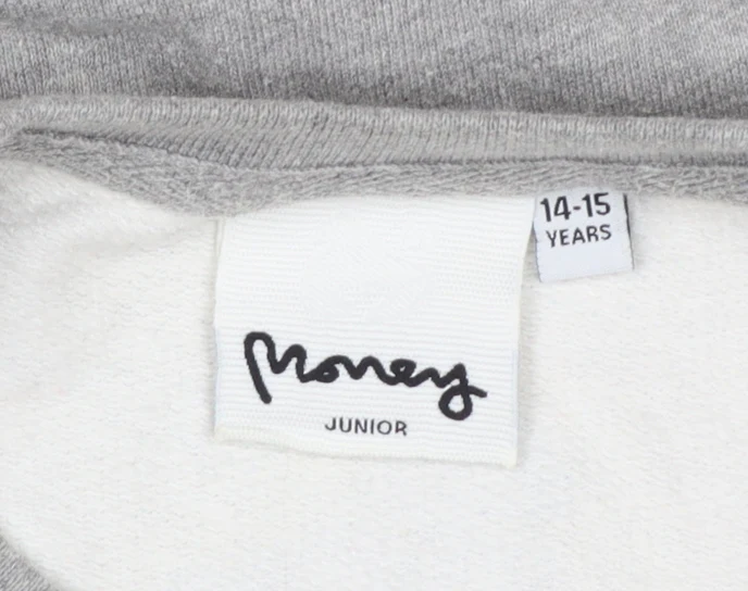 Money Boys Grey Colourblock Logo Sweatshirt 14-15 Years Pullover Crew Neck - Image 4