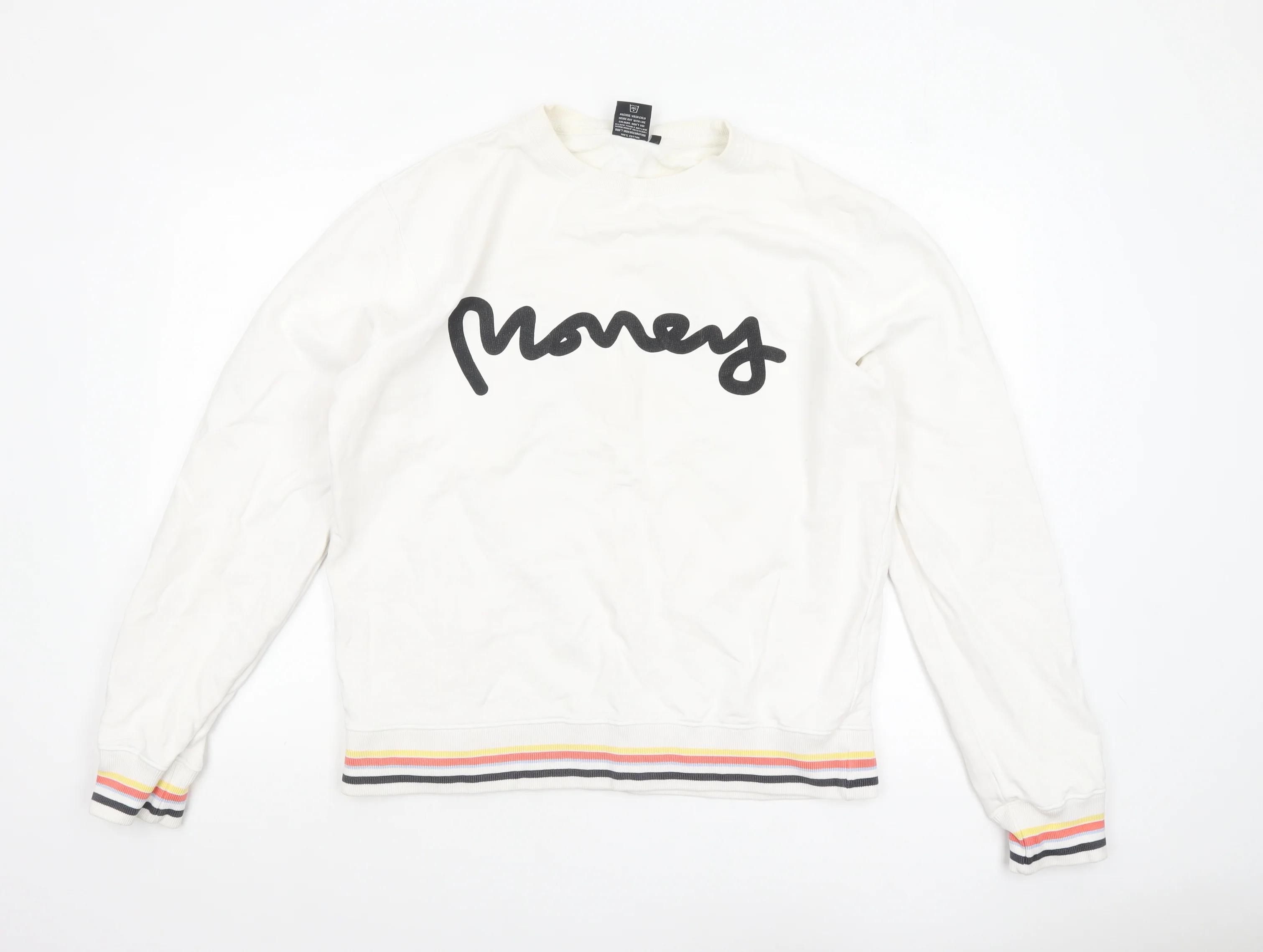 Money Mens White Crew Neck Logo Sweatshirt Size L