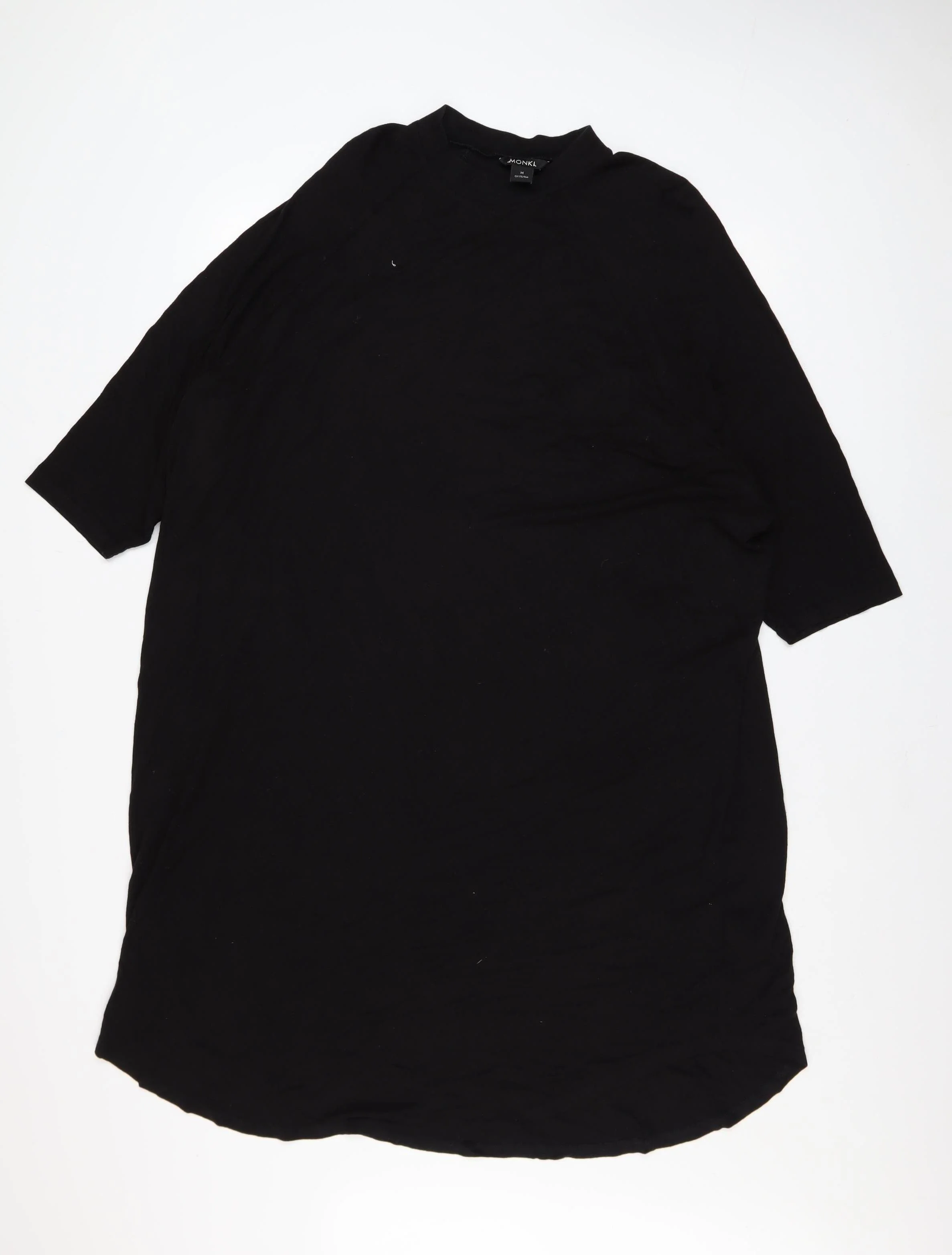 Monki Women Black Size 12 T-Shirt Dress 3/4 Sleeve Cotton Stretch