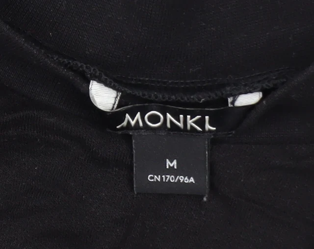 Monki Women Black Size 12 T-Shirt Dress 3/4 Sleeve Cotton Stretch - Image 4