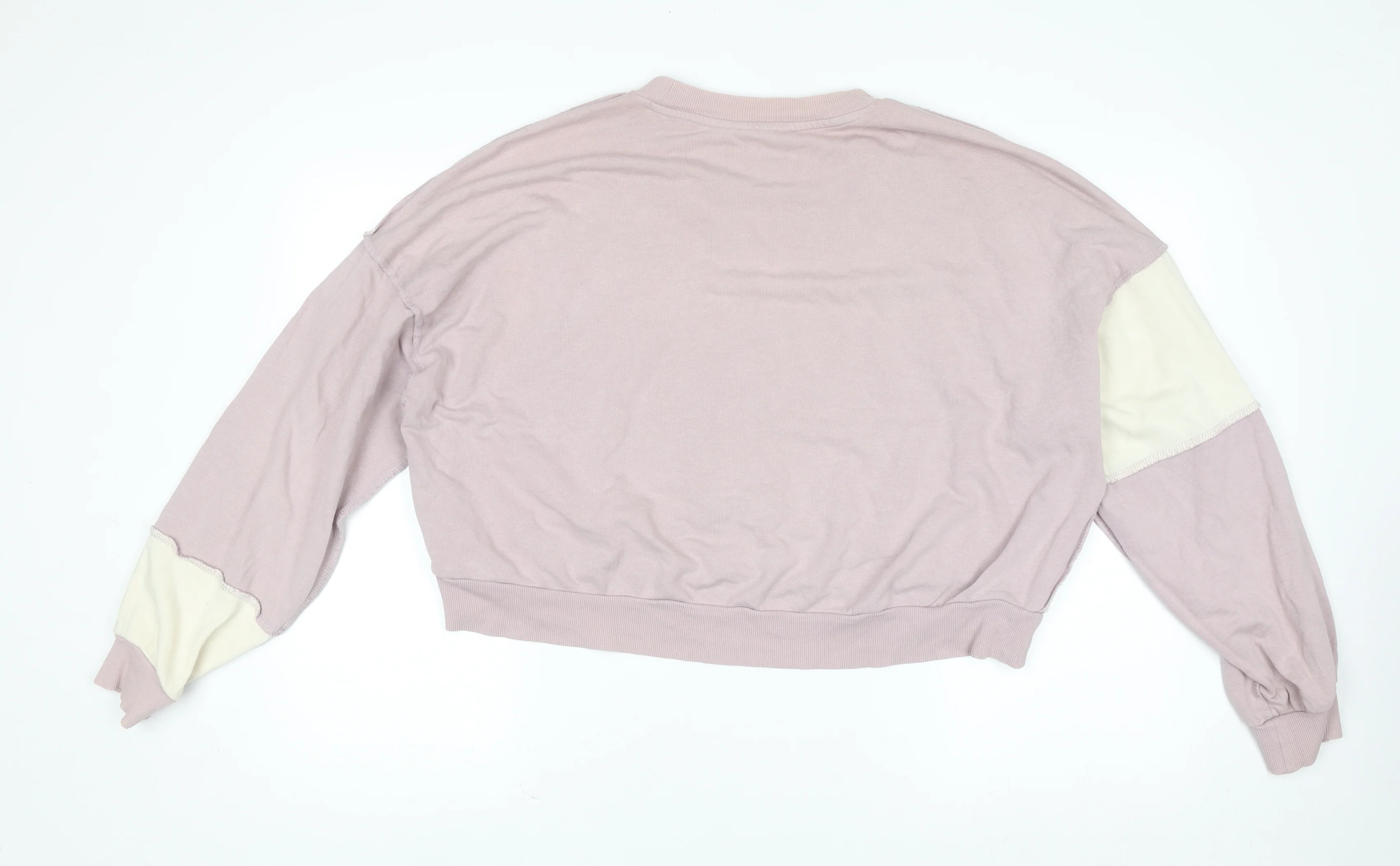 Monki Women’s Lilac & Cream Colourblock Pullover Sweatshirt Size L - Image 3