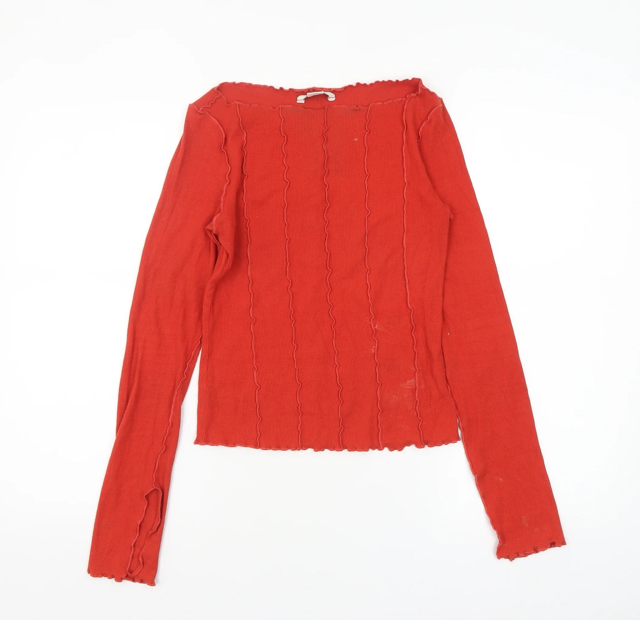 Monki Women’s Red Long Sleeve Slim Fit Boat Neck Top XS