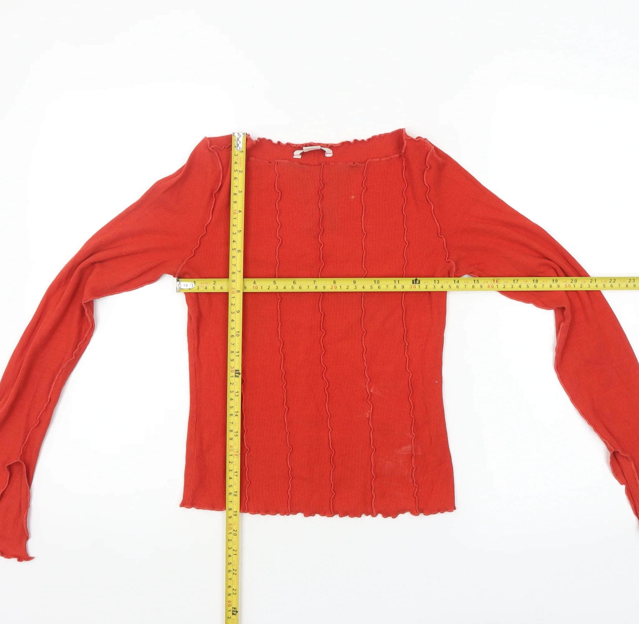Monki Women’s Red Long Sleeve Slim Fit Boat Neck Top XS - Image 2