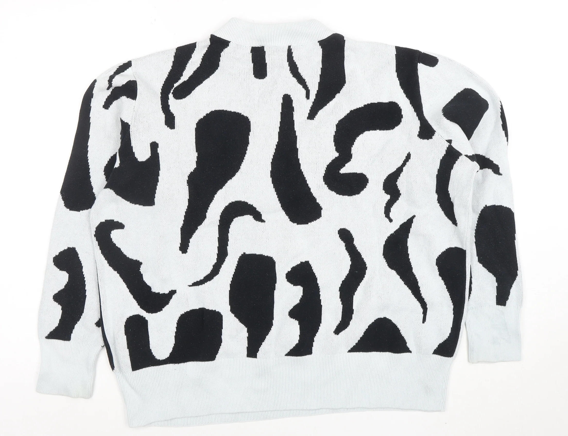Monki Women's Black White Animal Print Cotton Crew Neck Jumper L - Image 3