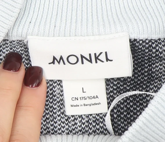 Monki Women's Black White Animal Print Cotton Crew Neck Jumper L - Image 4