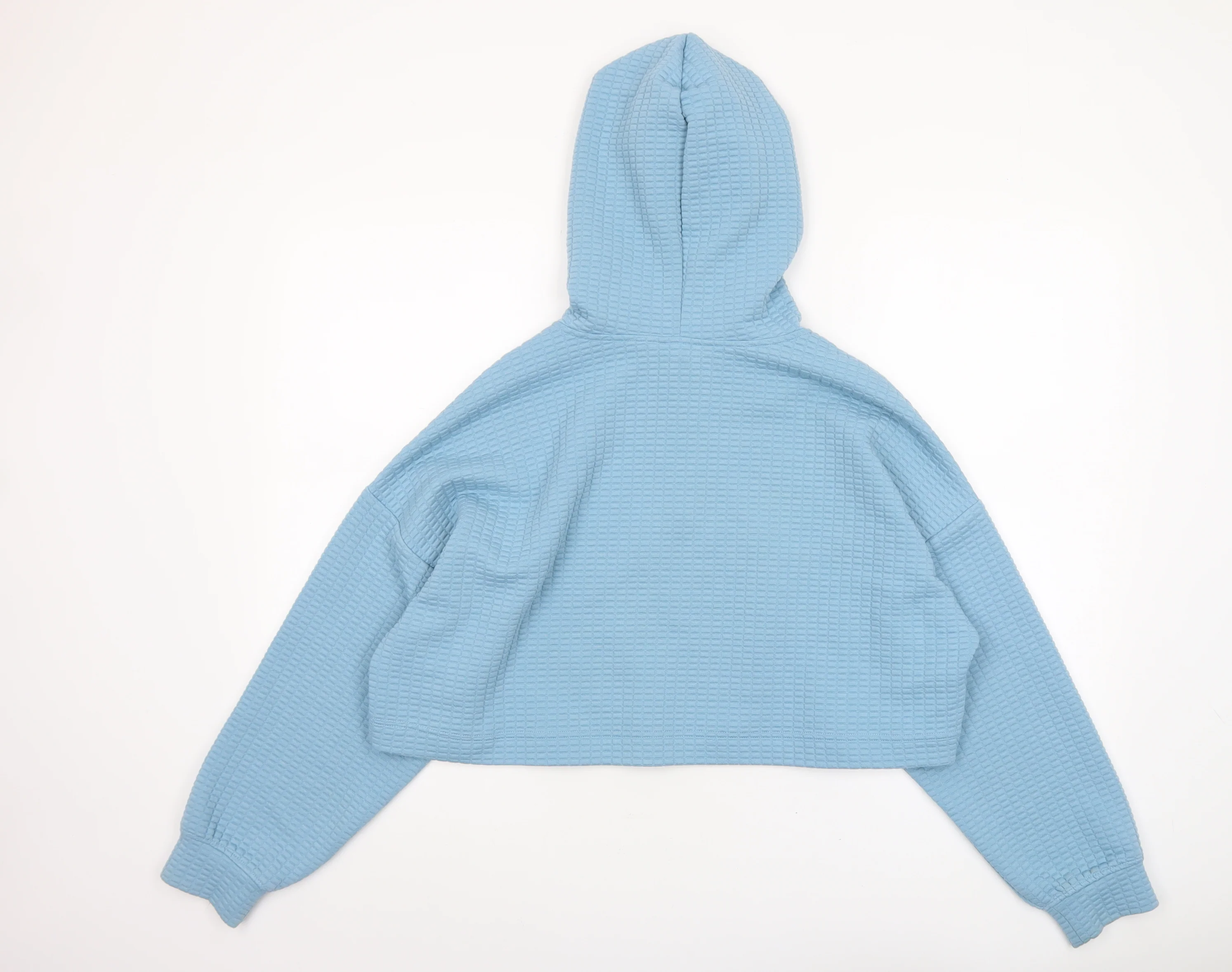 Monki Women's Blue 1/4 Zip Cropped Hoodie Size Small - Image 3
