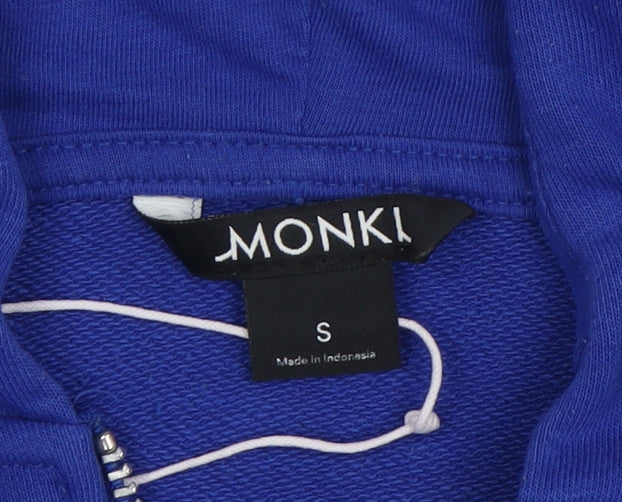 Monki Women's Blue Full Zip Hooded Sweatshirt Size S - Image 4