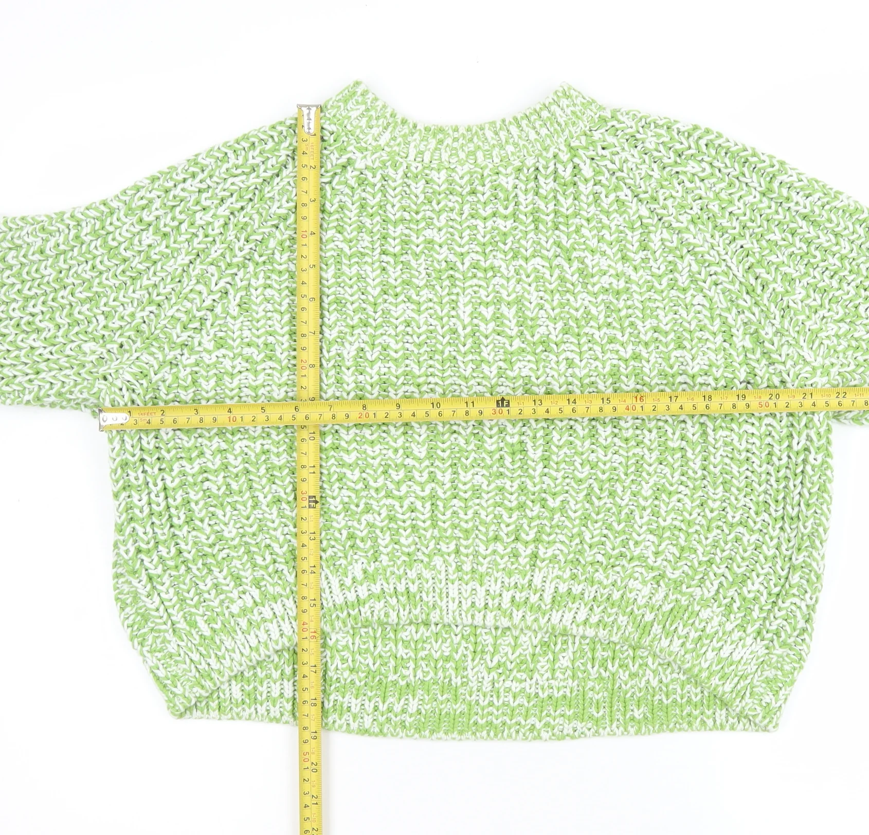 Monki Womens Green Crew Neck Chunky Knit Pullover Jumper Size S - Image 2