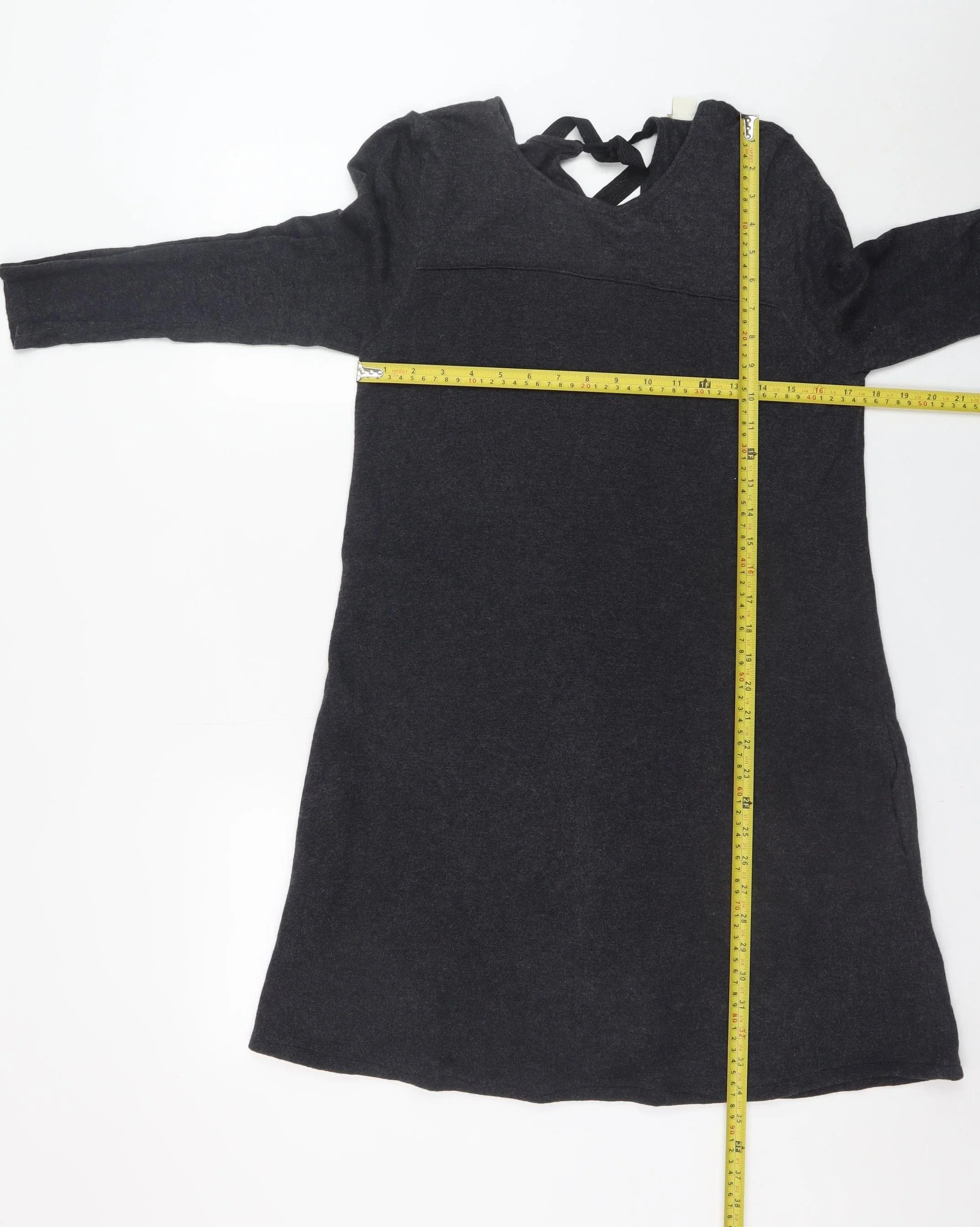 Monsoon Women Black Size 12 Shift Jersey Long Sleeve Knee Dress - Image 2