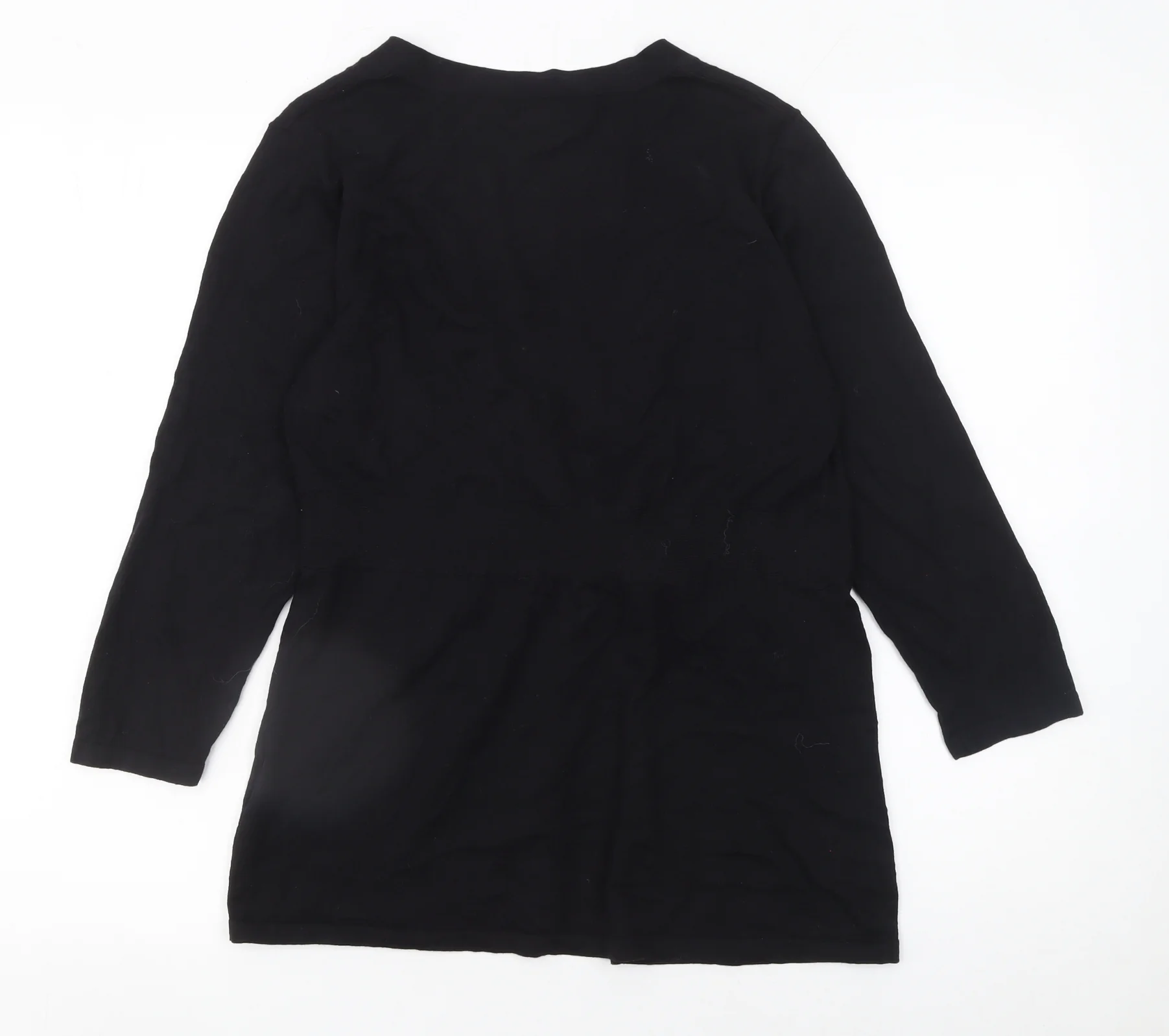 Monsoon Women Black Size 14 Cotton Belted Long Sleeve Cardigan - Image 3