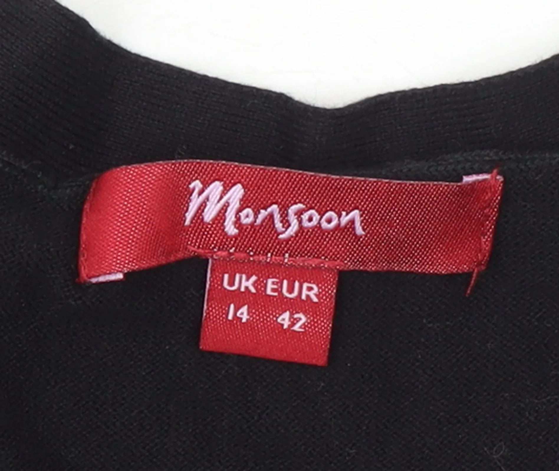 Monsoon Women Black Size 14 Cotton Belted Long Sleeve Cardigan - Image 4