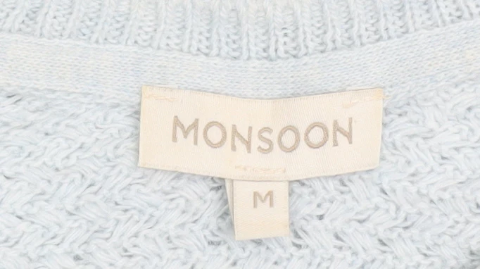 Monsoon Women Blue Knit Alpaca Blend Pullover Jumper M - Image 4