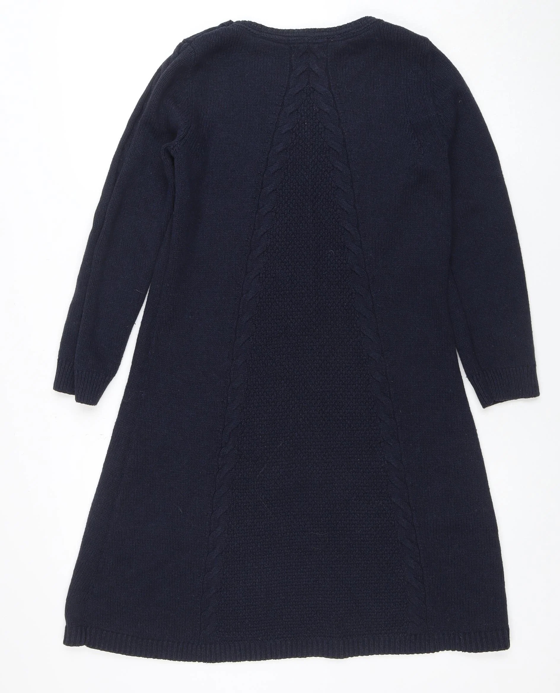 Monsoon Women Blue Knit Jumper Dress M Long Sleeve Knee Length - Image 3
