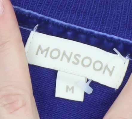 Monsoon Women Blue Medium Cardigan Button Front Knit Jumper - Image 4