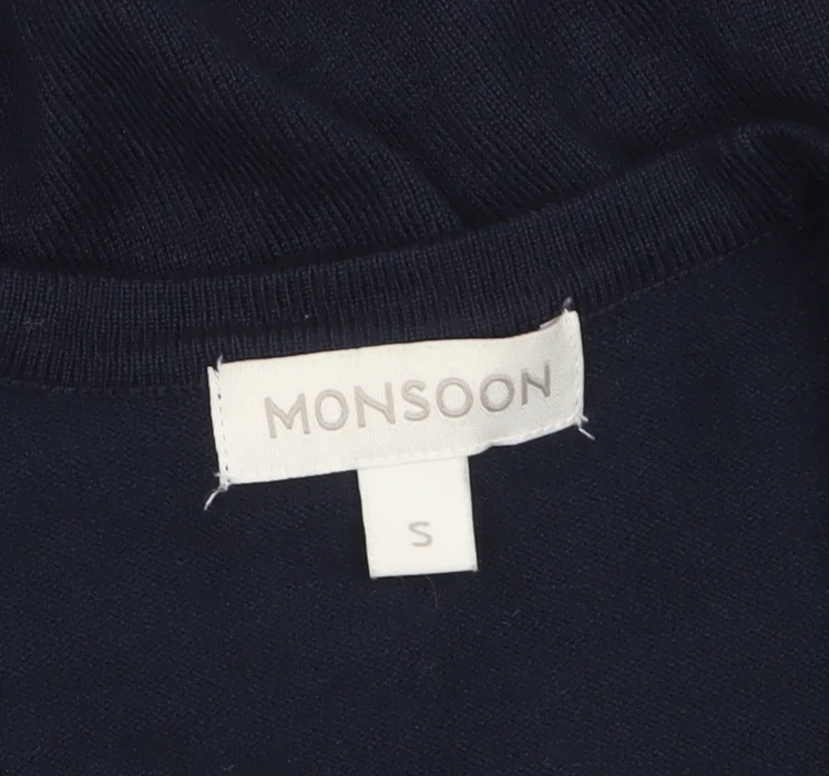Monsoon Women Blue Small Bell Sleeve Knit Cardigan - Image 5