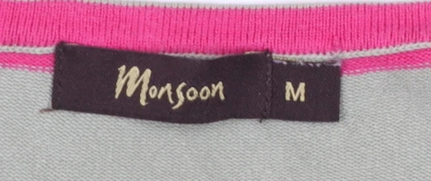 Monsoon Women Multicoloured Stripe Cotton Crew Neck Jumper M - Image 4