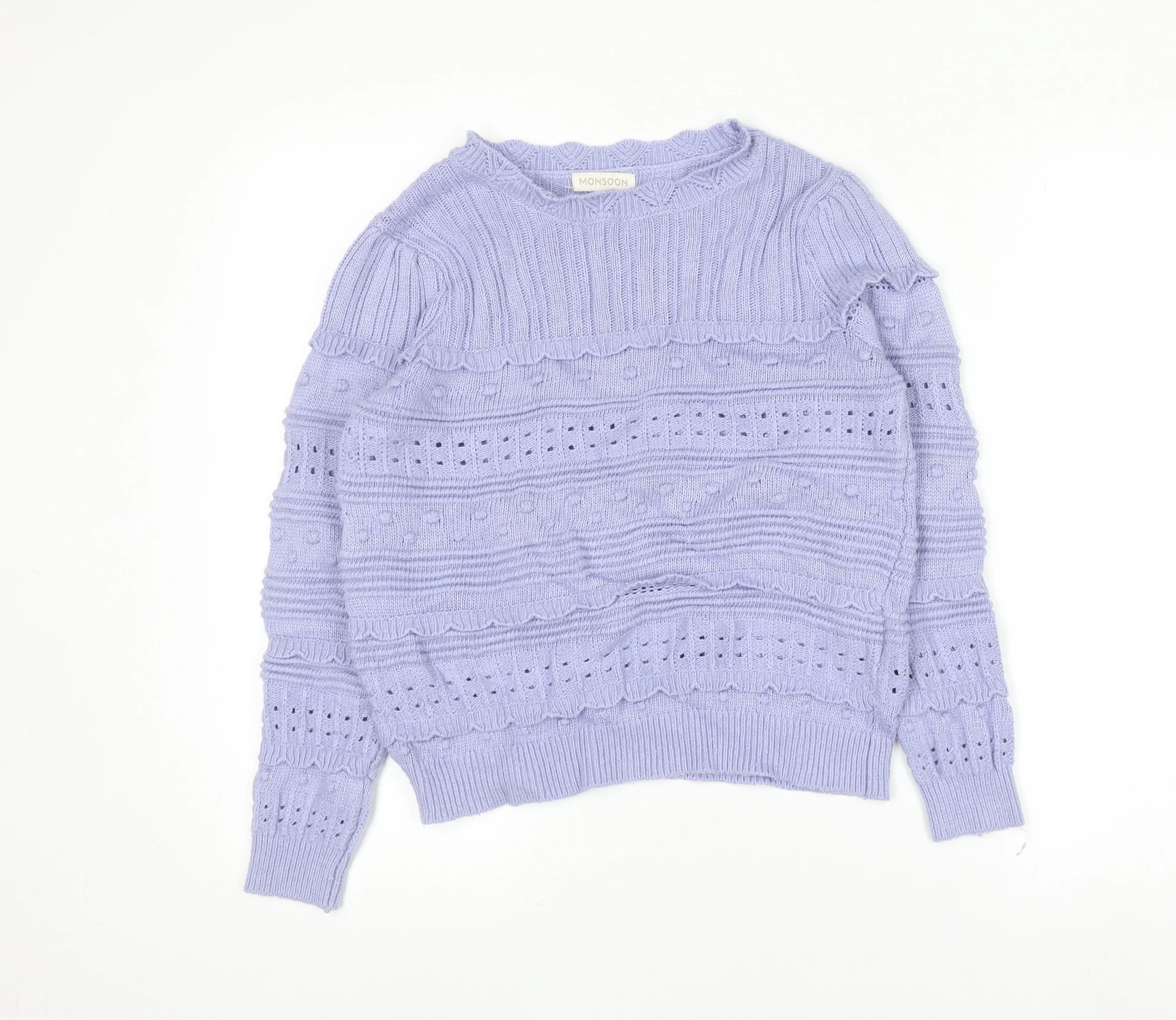 Monsoon Women Purple Knit Crew Neck Long Sleeve Jumper S