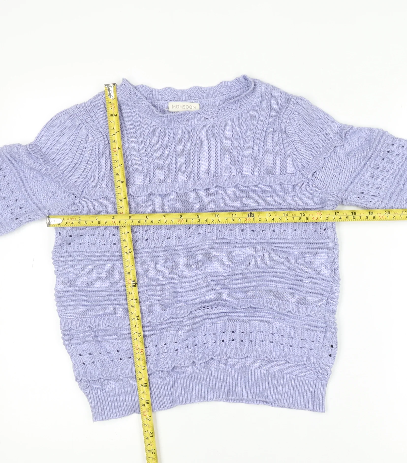 Monsoon Women Purple Knit Crew Neck Long Sleeve Jumper S - Image 2
