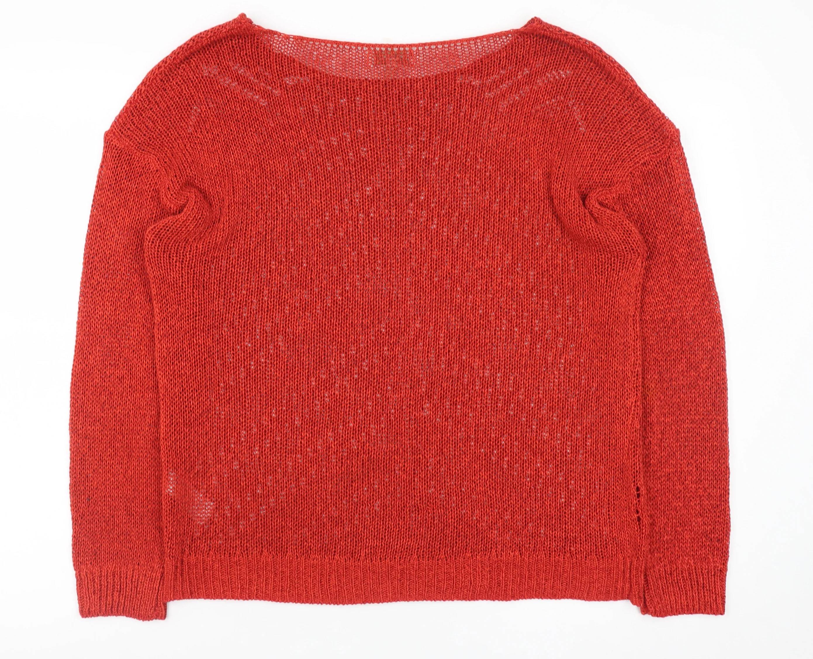 Monsoon Women Red Open-Knit Pullover Jumper Size L - Image 3
