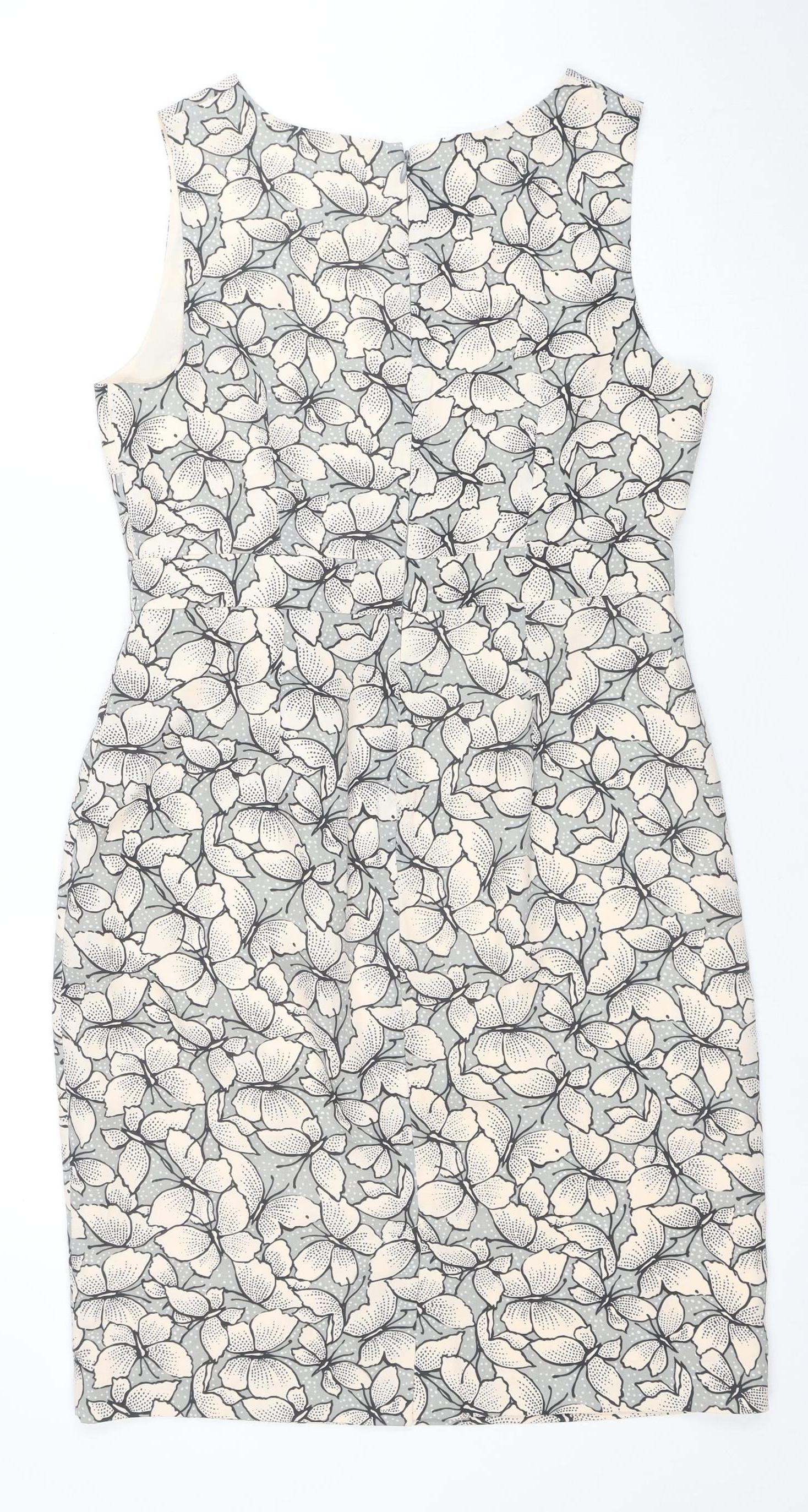 Monsoon Women’s Beige Floral Sheath Knee Length Dress Size 14 - Image 3