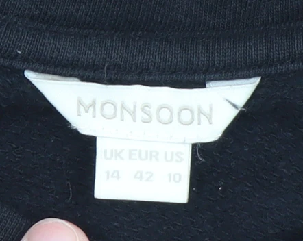 Monsoon Women’s Black Bohemian Beaded Cotton Jumper Size 14 - Image 4