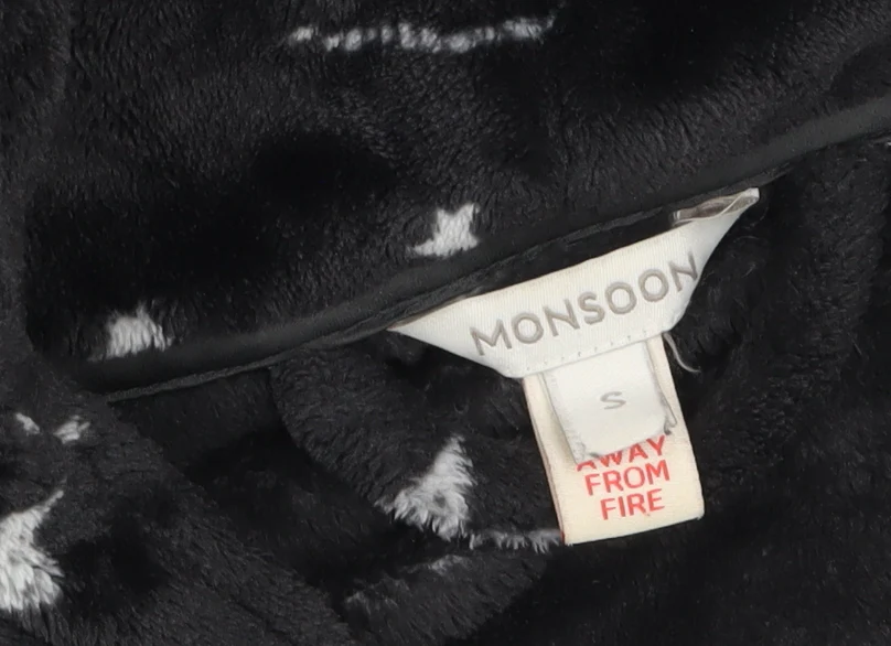 Monsoon Women’s Black Fleece Star Print Belted Winter Robe S - Image 5