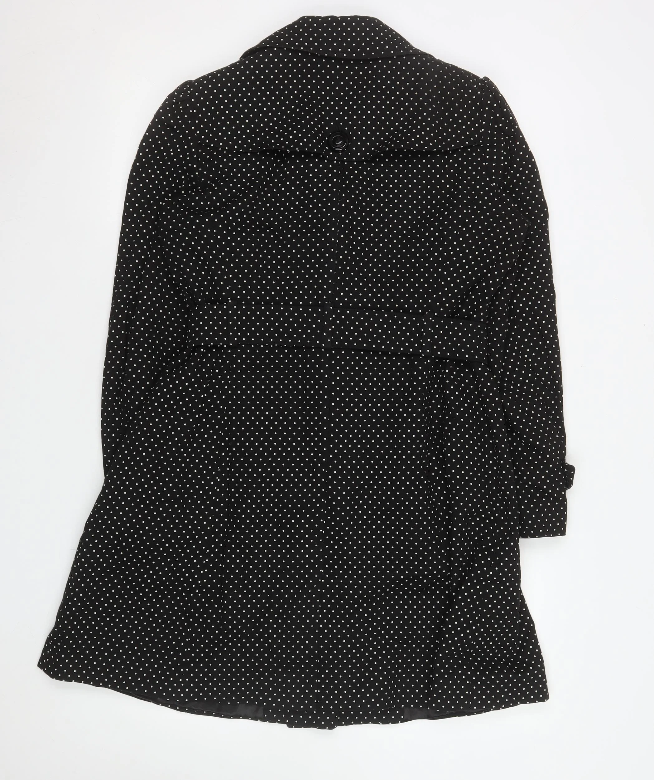 Monsoon Women’s Black Polka Dot Belted Trench Coat Size 10 - Image 3