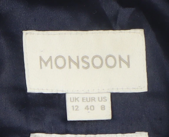 Monsoon Women’s Blue Wool Blend Full Zip Jacket Size 12 - Image 4