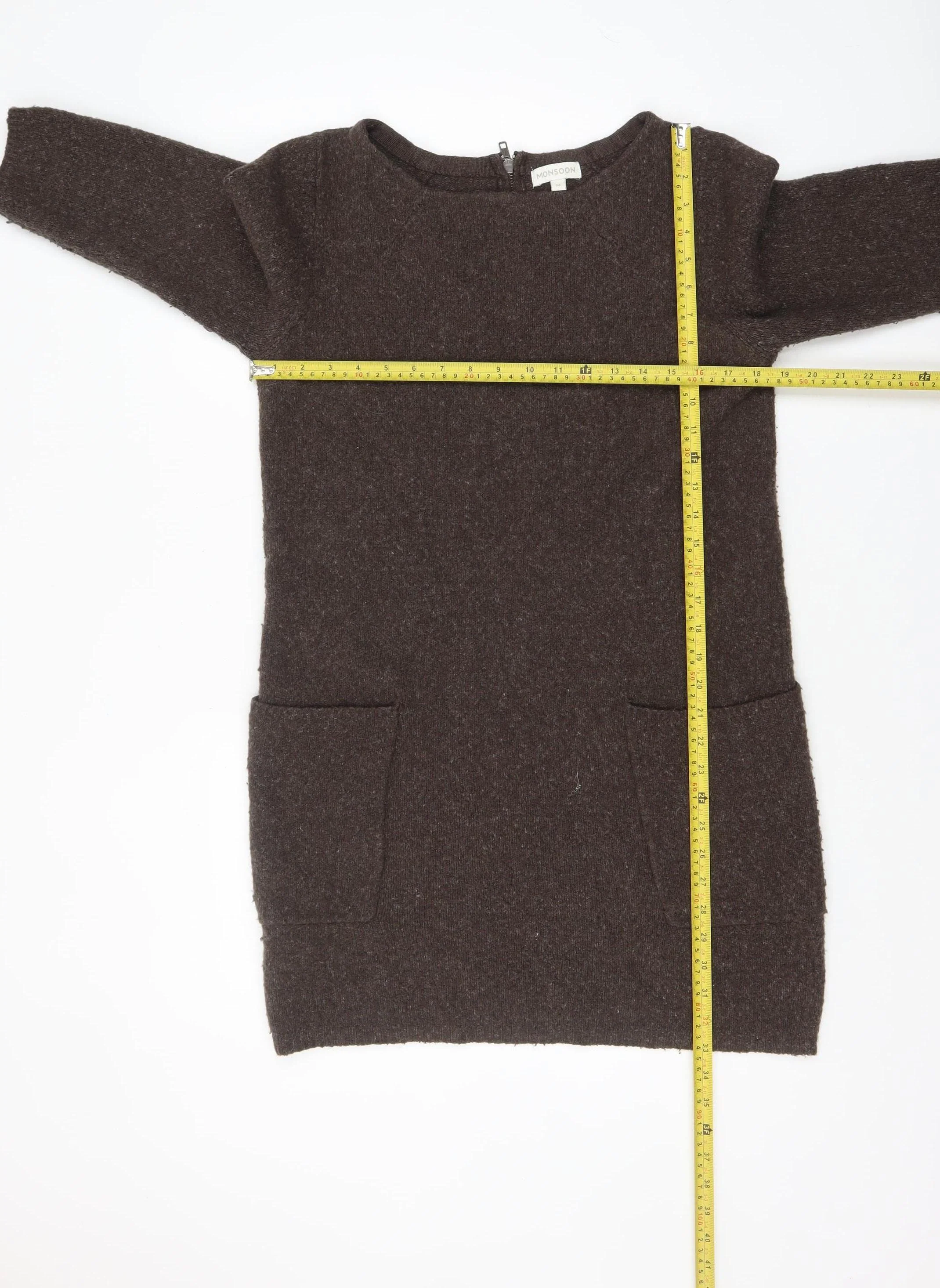 Monsoon Women’s Brown Wool Alpaca Tunic Jumper Medium 3/4 Sleeve - Image 2