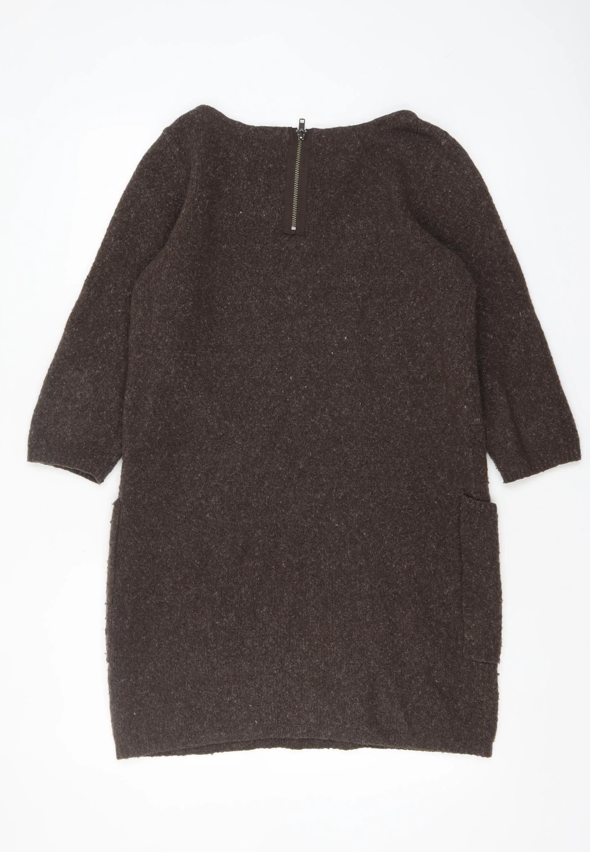 Monsoon Women’s Brown Wool Alpaca Tunic Jumper Medium 3/4 Sleeve - Image 3