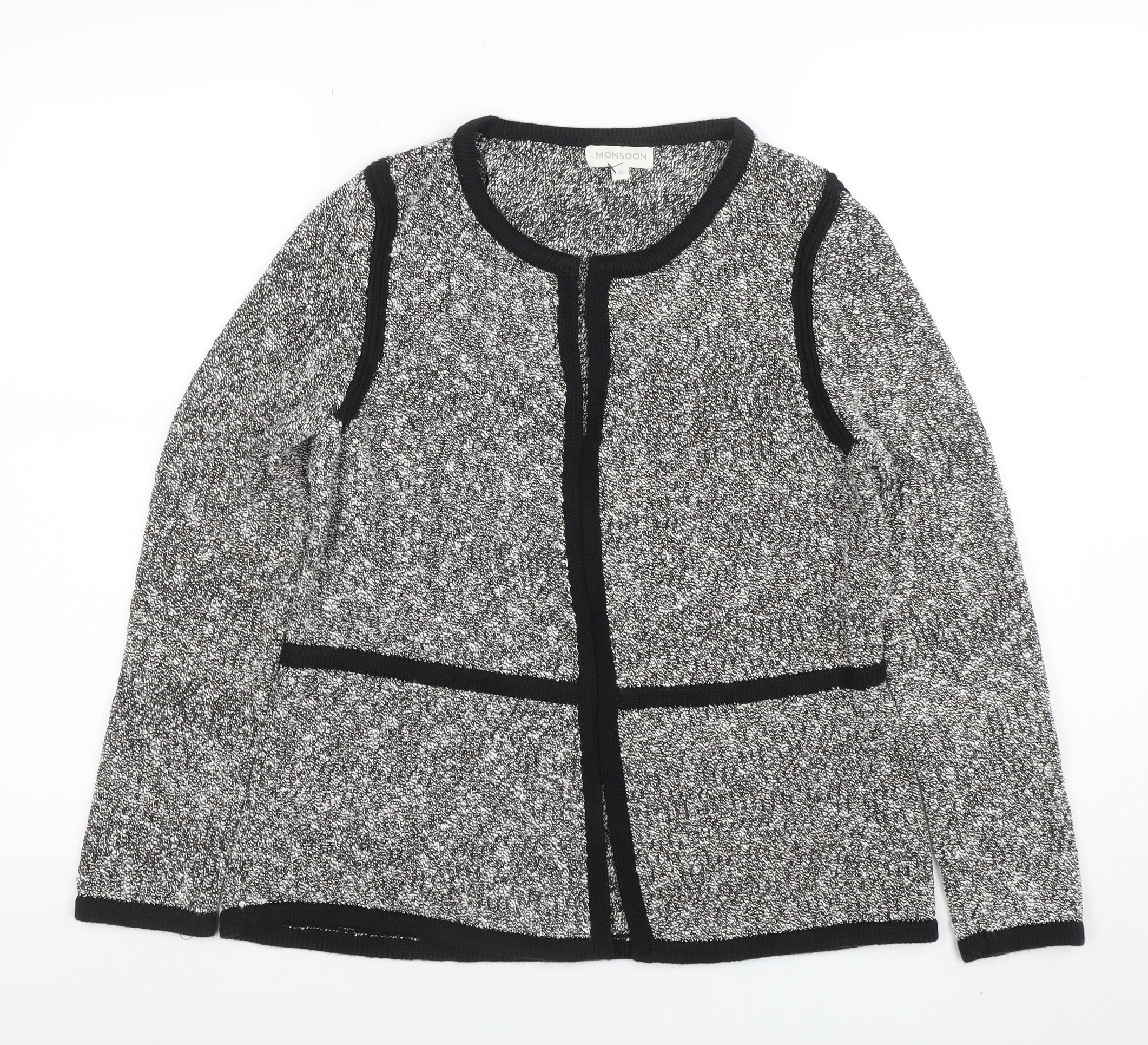 Monsoon Women’s Grey Knit Cardigan Small Long Sleeve Cotton Blend