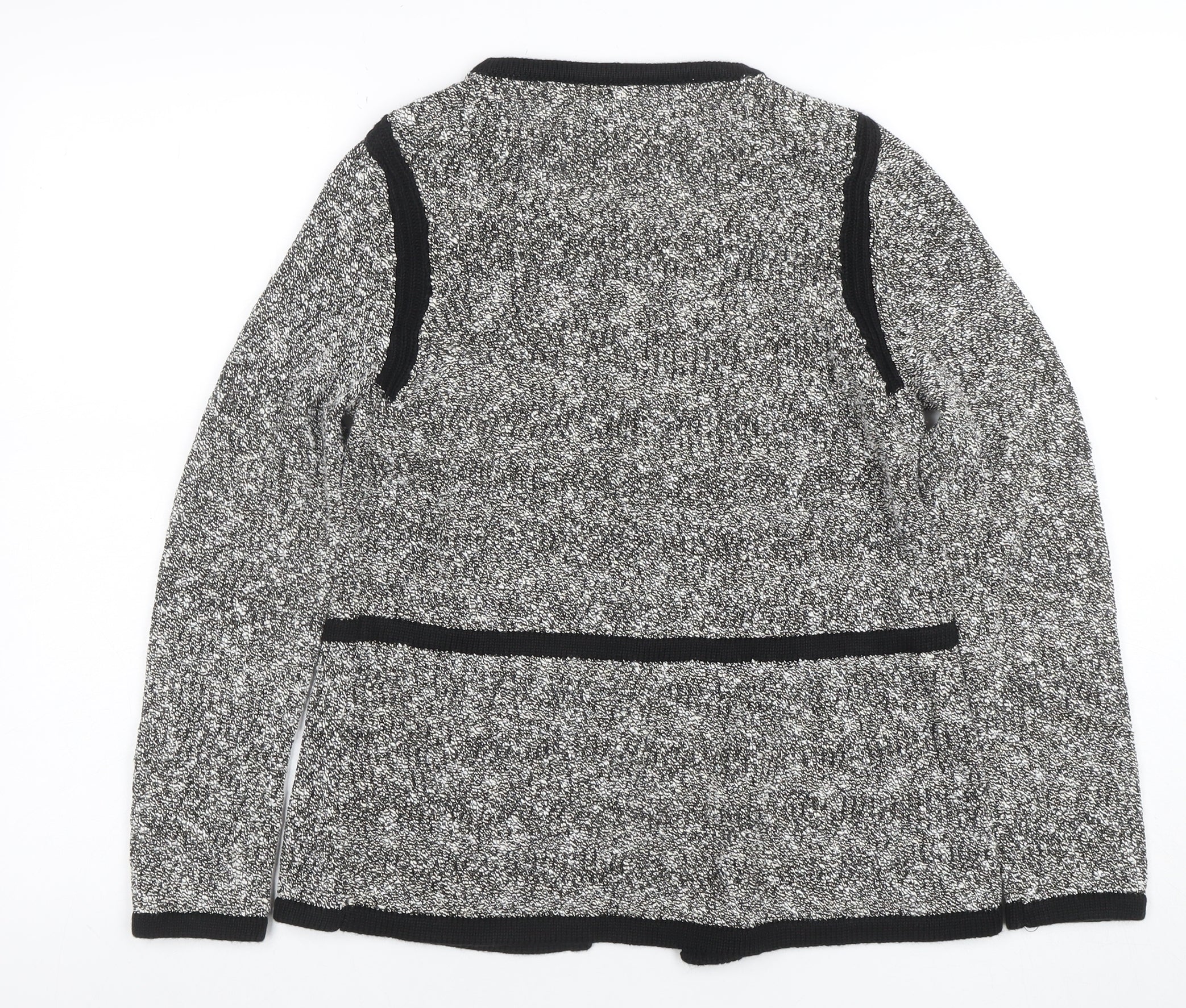 Monsoon Women’s Grey Knit Cardigan Small Long Sleeve Cotton Blend - Image 3