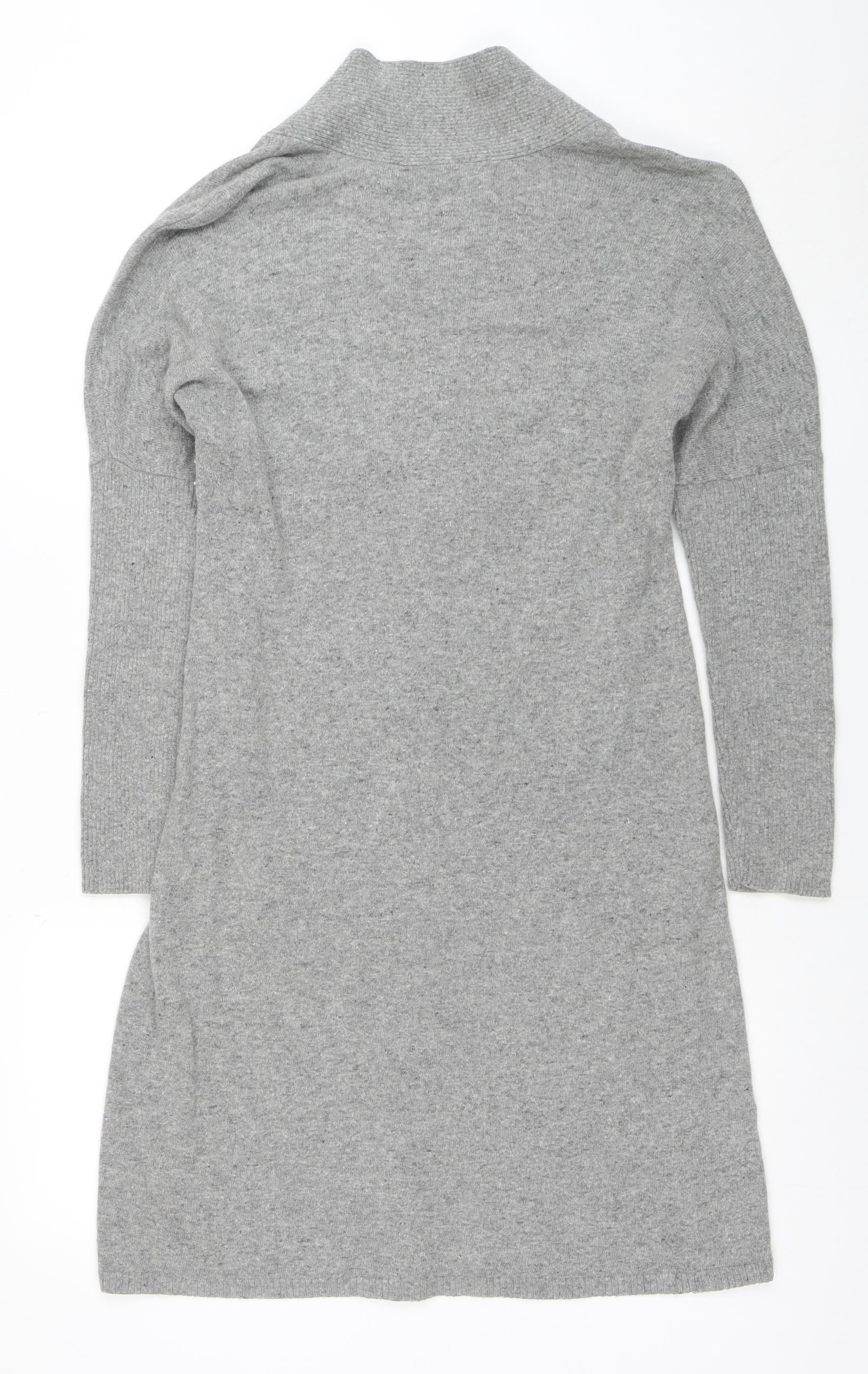 Monsoon Women’s Grey Knit V-Neck Sweater Dress Size M - Image 3