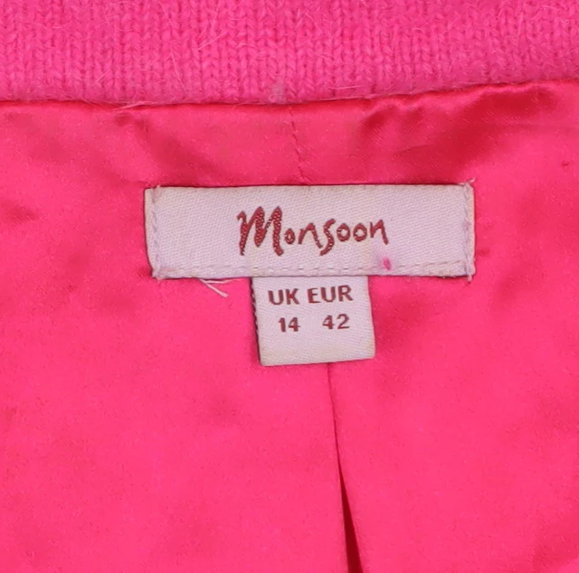 Monsoon Women’s Pink Beaded Angora Knit Cardigan UK 14 - Image 5