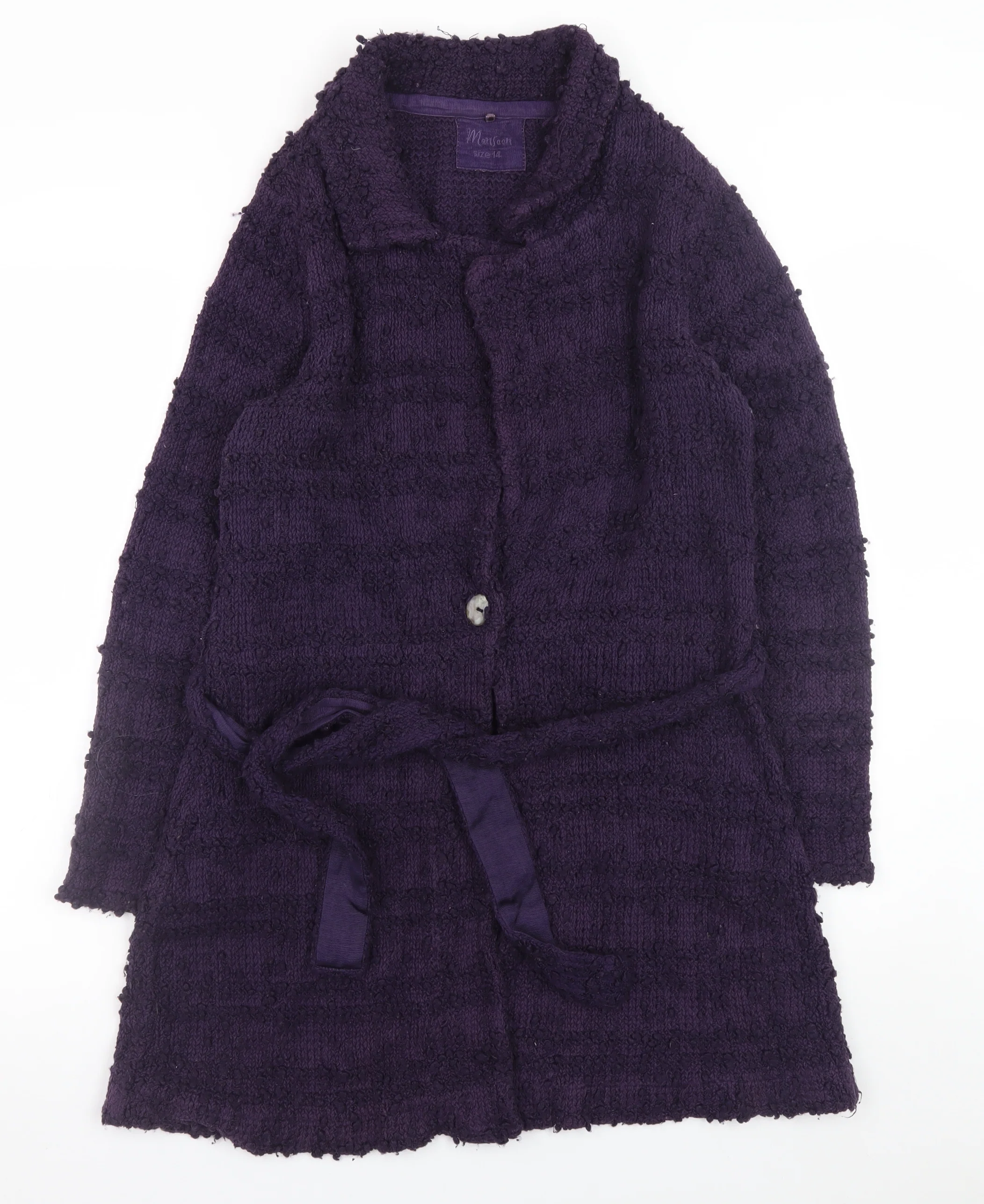 Monsoon Women’s Purple Knit Belted Long Cardigan Size 14
