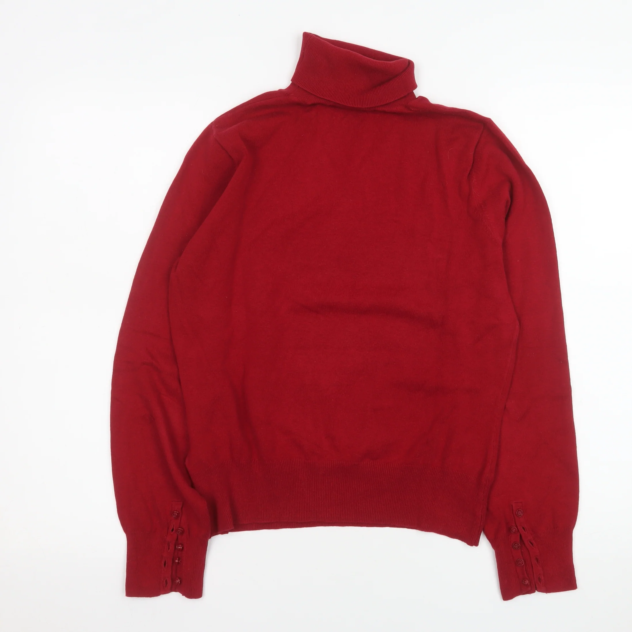Monsoon Women’s Red Roll Neck Cotton Blend Jumper Size 12 - Image 3