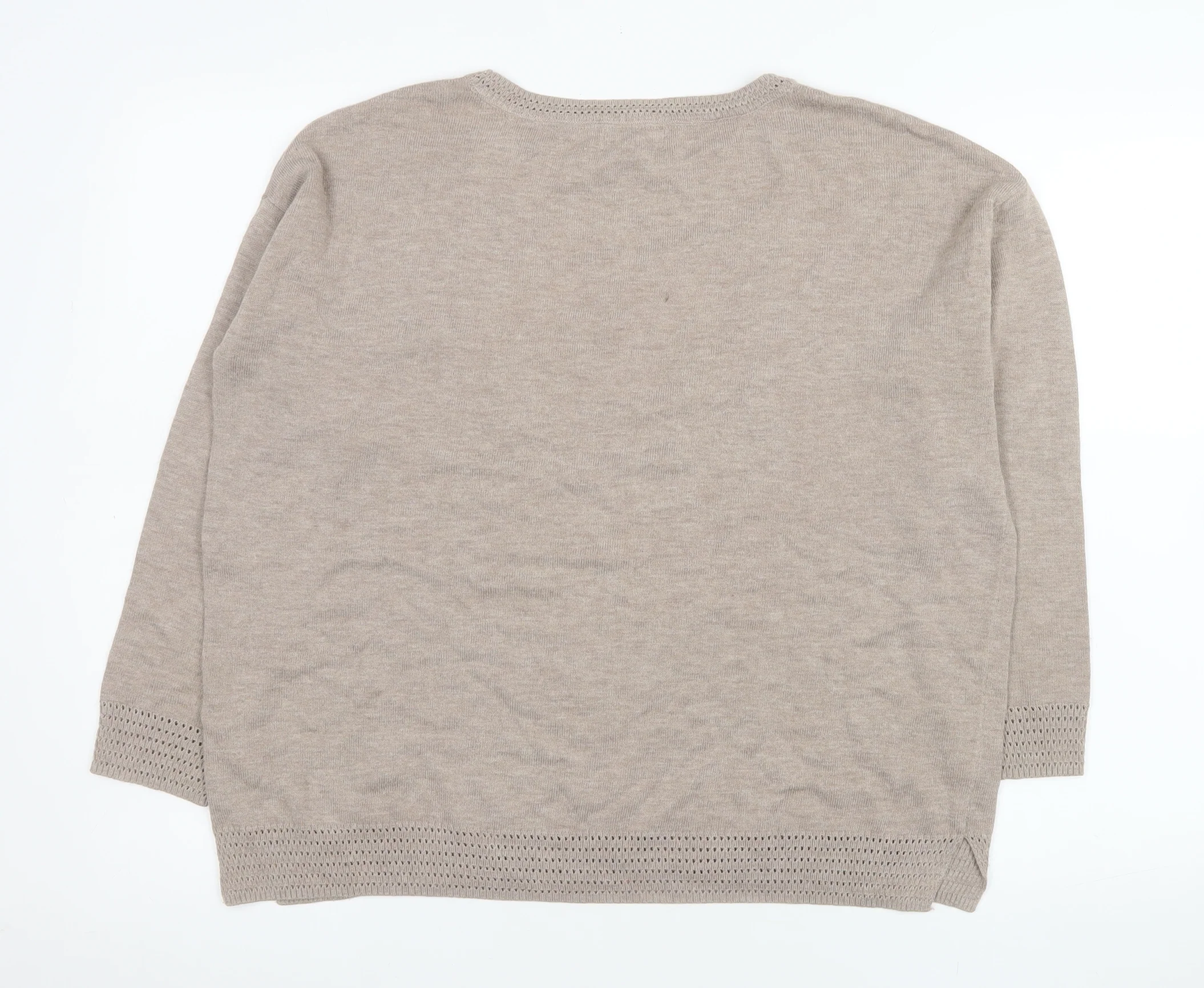 Monsoon Women's Beige Knit Long Sleeve Pullover Jumper Size M - Image 3