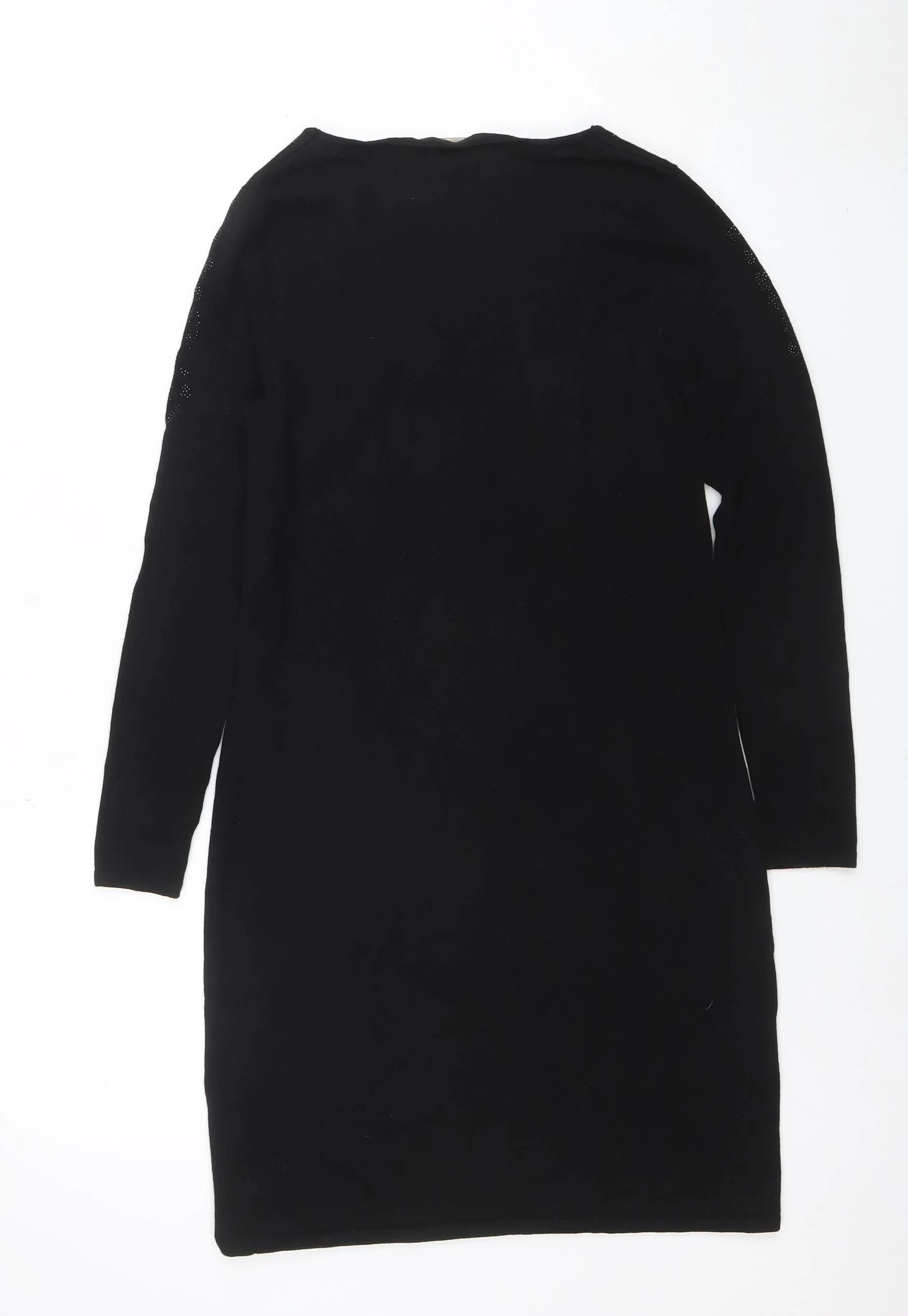 Monsoon Womens Black Beaded Knit Bodycon Dress Size S Long Sleeve - Image 3