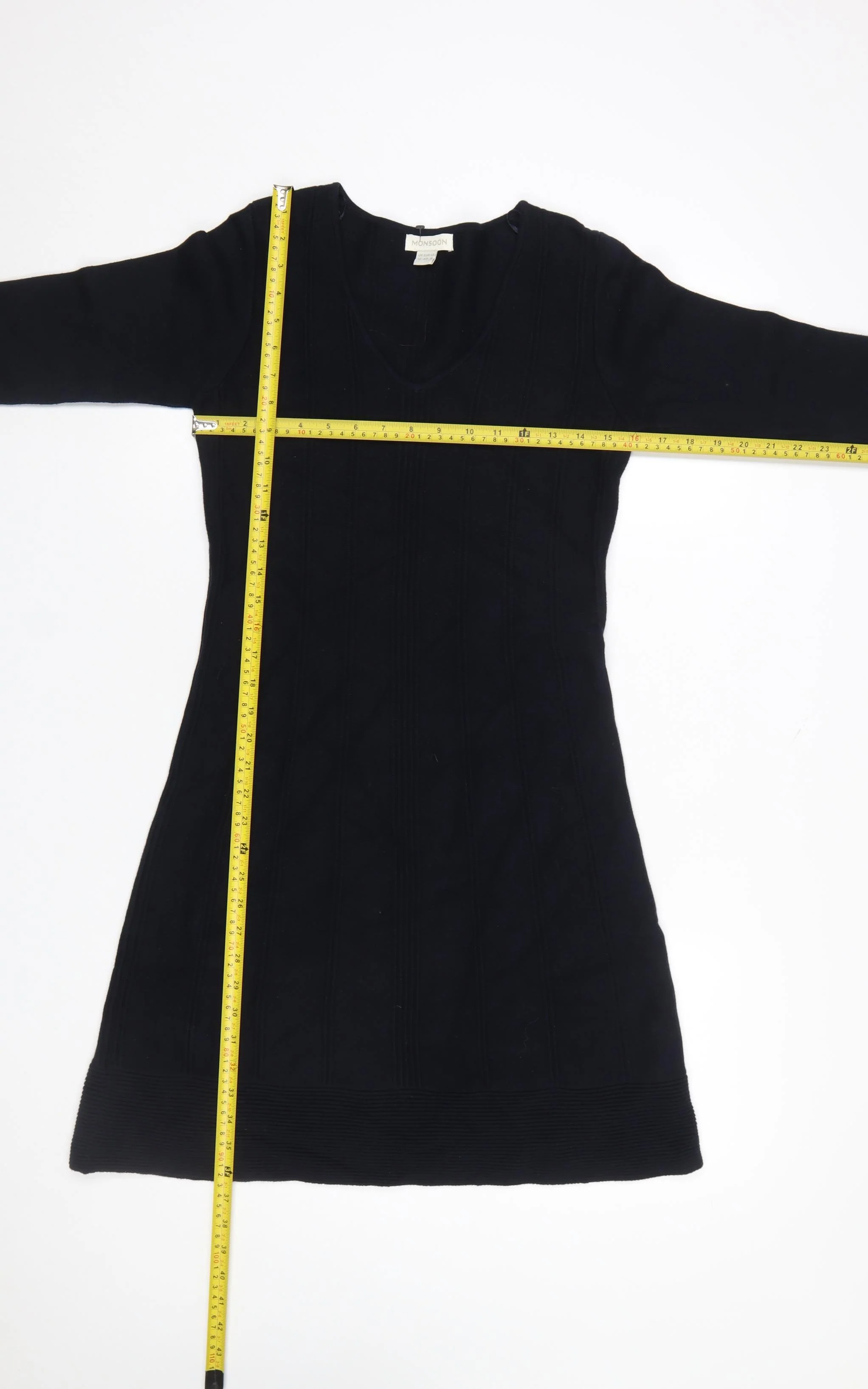 Monsoon Womens Black Cotton A-Line Knee Length Dress Size 12 - Image 2